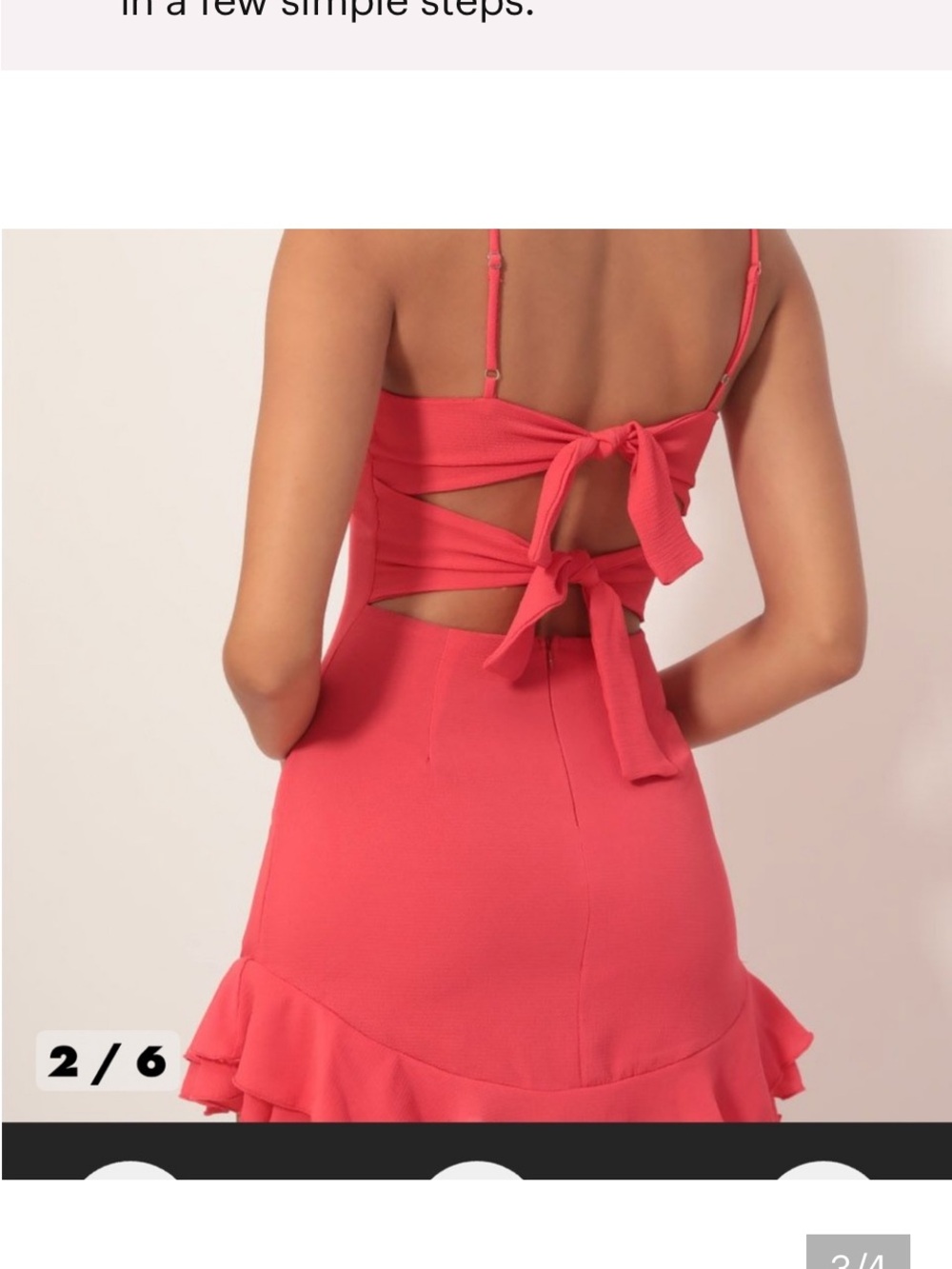 Lucy in the Sky Coral Square-Neck Mini Dress with Ruffle Hem - Picture 2 of 3